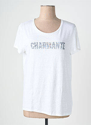 T-shirt imprimé fantaisie manches courtes blanc MAJESTIC FILATURES femme