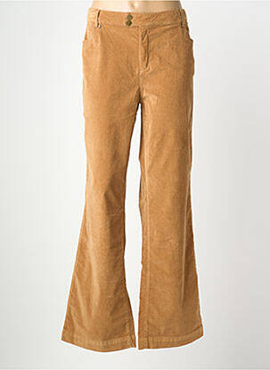 Pantalon flare fermeture zippée sous rabat boutonné beige EVA KAYAN femme