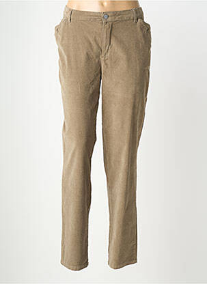 Pantalon droit fermeture zippée sous rabat boutonné beige EVA KAYAN femme