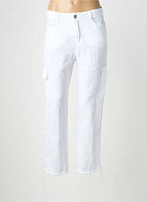 Pantalon 7/8 fermeture zippée sous rabat boutonné blanc DOLCEZZA femme