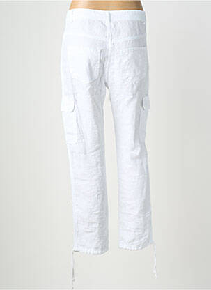 Pantalon 7/8 fermeture zippée sous rabat boutonné blanc DOLCEZZA femme
