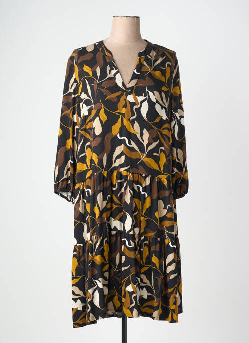 Robe mi-longue imprimé fantaisie manches longues noir BETTY BARCLAY femme
