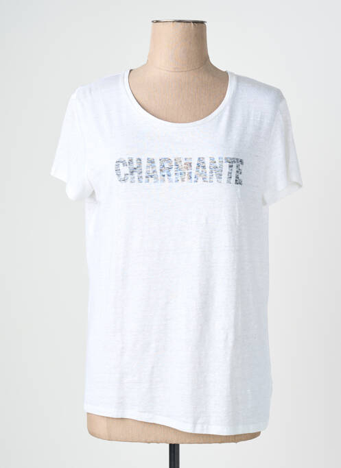 T-shirt imprimé fantaisie manches courtes blanc MAJESTIC FILATURES femme