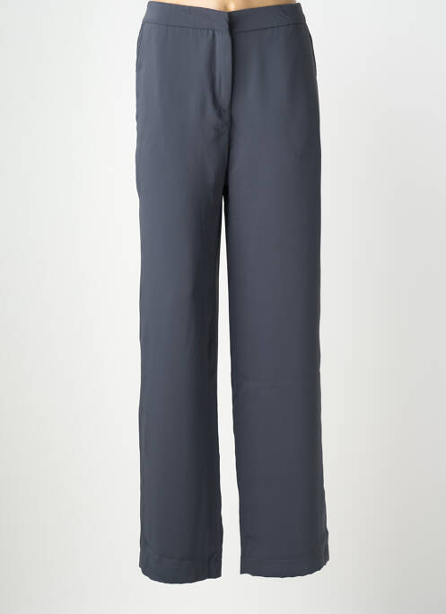 Pantalon droit fermeture zippée sous rabat avec crochet gris IMPAQT femme