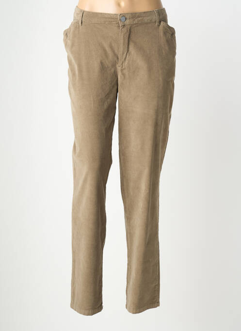Pantalon droit fermeture zippée sous rabat boutonné beige EVA KAYAN femme