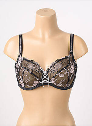 Soutien-gorge effet matière satinée haut soutien-gorge emboitant noir EMPREINTE femme