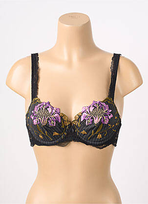 Soutien-gorge effet matière satinée haut soutien-gorge balconnet noir LISE CHARMEL femme