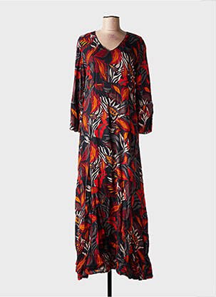 Robe longue imprimé fleurs manches 3/4 noir NOMADS femme