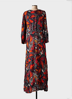 Robe longue imprimé fleurs manches 3/4 noir NOMADS femme