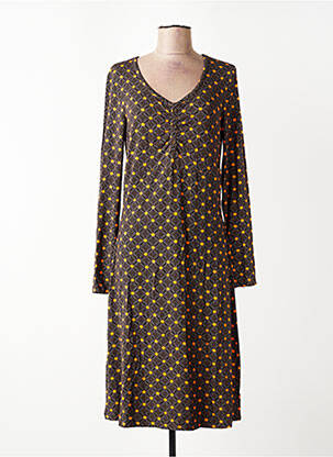 Robe mi-longue imprimé fantaisie manches longues marron WHO'S THAT GIRL femme