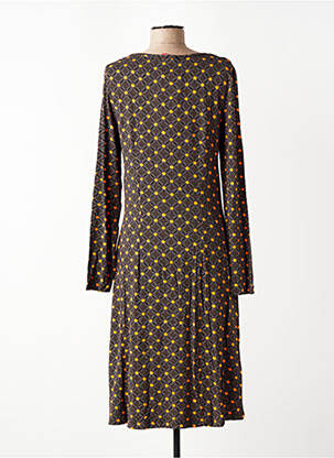 Robe mi-longue imprimé fantaisie manches longues marron WHO'S THAT GIRL femme