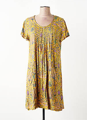 Robe courte manches courtes manches courtes jaune NOMADS femme