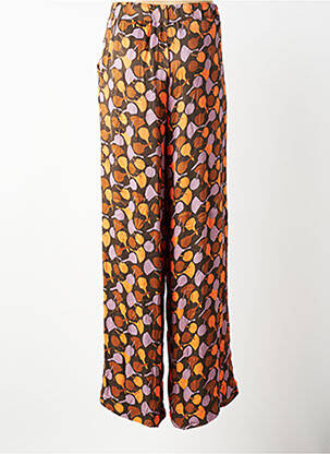 Pantalon large fermeture zip latéral taille normale orange WOW TO GO femme