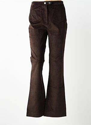 Pantalon flare stretch taille haute marron WOW TO GO femme