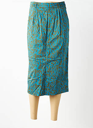 Jupe mi-longue fermeture zip latéral bleu WOW TO GO femme