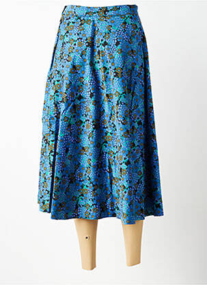 Jupe mi-longue fermeture zip latéral bleu WOW TO GO femme
