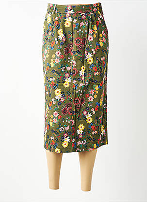 Jupe mi-longue taille à pinces vert WOW TO GO femme