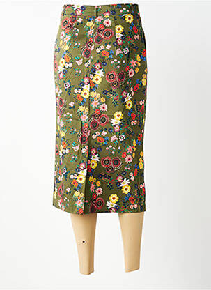 Jupe mi-longue taille à pinces vert WOW TO GO femme