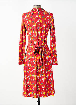 Robe mi-longue imprimé fleurs manches longues orange WHO'S THAT GIRL femme
