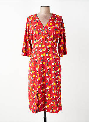 Robe mi-longue manches 3/4 manches 3/4 orange WOW TO GO femme