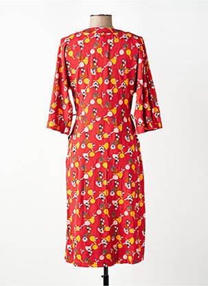 Robe mi-longue manches 3/4 manches 3/4 orange WOW TO GO femme