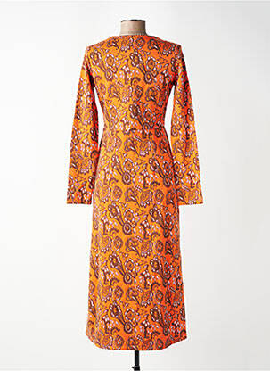 Robe longue manches longues manches longues orange WOW TO GO femme