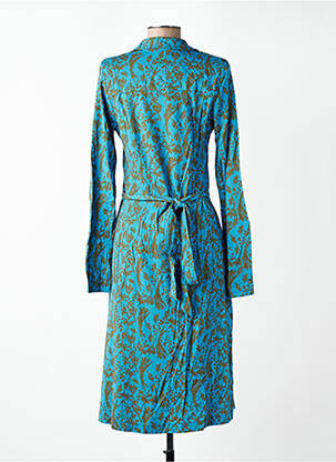 Robe mi-longue imprimé fleurs manches longues bleu WHO'S THAT GIRL femme
