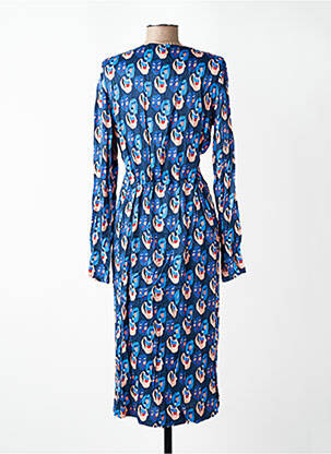 Robe mi-longue imprimé fantaisie manches longues bleu WOW TO GO femme