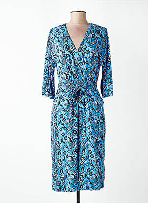 Robe mi-longue manches 3/4 manches 3/4 bleu WOW TO GO femme