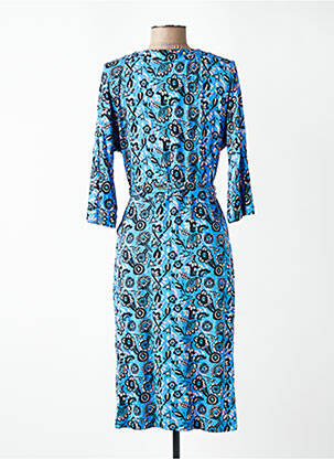 Robe mi-longue manches 3/4 manches 3/4 bleu WOW TO GO femme