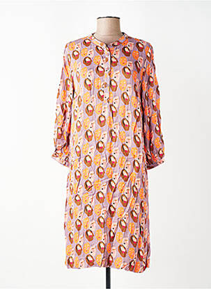 Robe mi-longue coupe fluide manches longues orange WOW TO GO femme