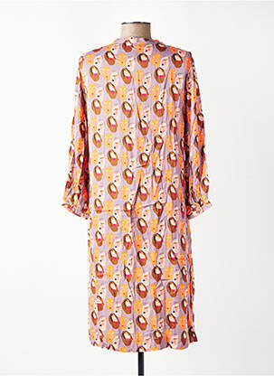 Robe mi-longue coupe fluide manches longues orange WOW TO GO femme