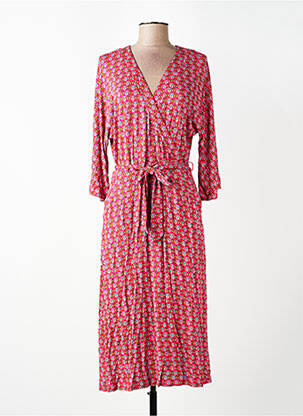 Robe mi-longue manches 3/4 manches 3/4 rose WOW TO GO femme