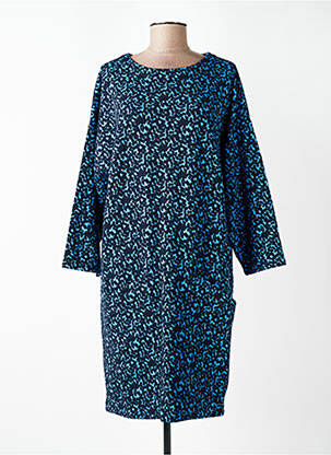 Robe mi-longue imprimé fantaisie manches longues bleu WOW TO GO femme