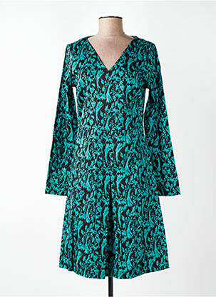 Robe mi-longue imprimé fleurs manches longues noir WOW TO GO femme