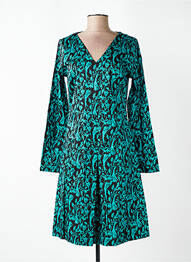 Robe mi-longue imprimé fleurs manches longues noir WOW TO GO femme