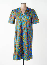 Robe mi-longue imprimé fleurs manches courtes vert WHO'S THAT GIRL femme