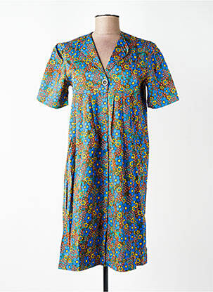 Robe mi-longue imprimé fleurs manches courtes vert WHO'S THAT GIRL femme