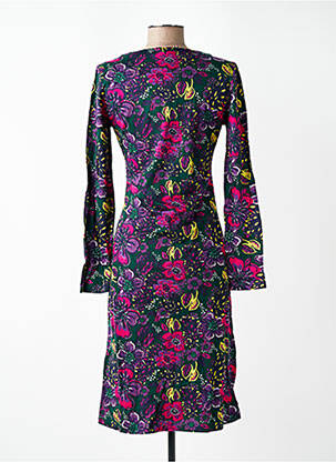 Robe mi-longue imprimé fleurs manches longues vert NOMADS femme