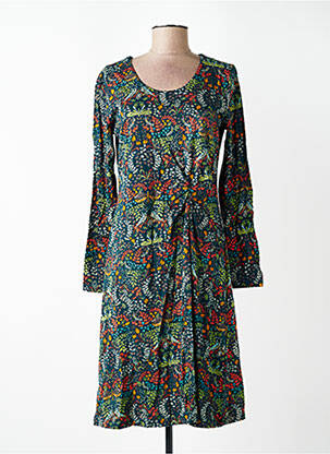 Robe mi-longue imprimé fleurs manches longues vert NOMADS femme