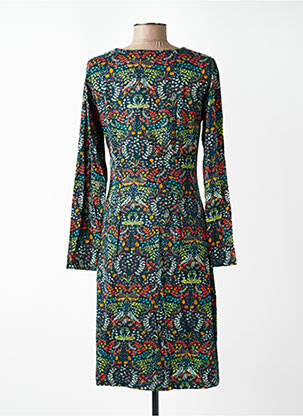 Robe mi-longue imprimé fleurs manches longues vert NOMADS femme