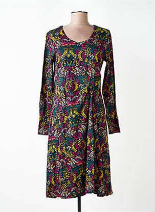 Robe mi-longue imprimé fleurs manches longues noir NOMADS femme
