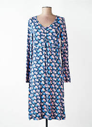 Robe mi-longue imprimé fleurs manches longues bleu WHO'S THAT GIRL femme