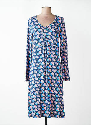 Robe mi-longue imprimé fleurs manches longues bleu WHO'S THAT GIRL femme