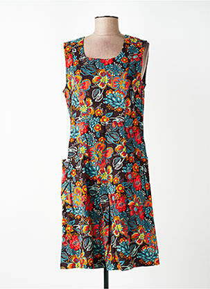 Robe mi-longue imprimé fleurs sans manche rouge NOMADS femme