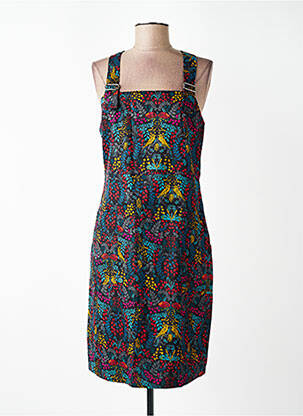 Robe mi-longue imprimé fleurs fines bretelles noir NOMADS femme