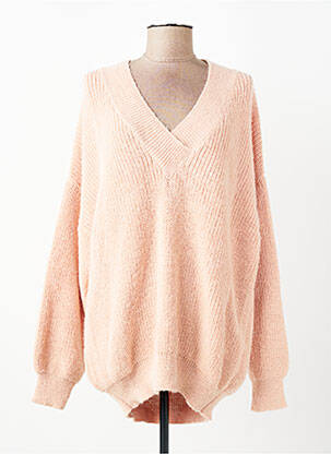 Pull col v manches longues rose WOW TO GO femme