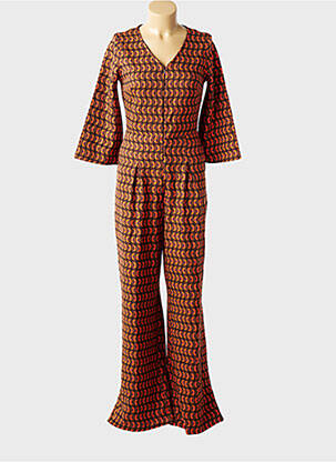 Combi-pantalon coupe cintrée manches 3/4 marron WHO'S THAT GIRL femme