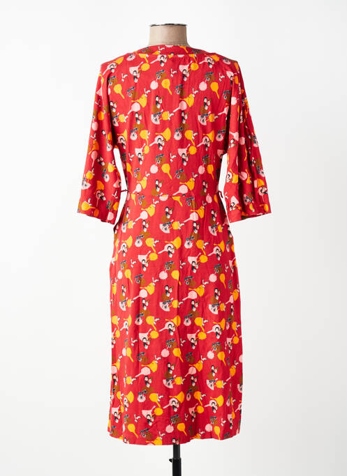 Robe mi-longue manches 3/4 manches 3/4 orange WOW TO GO femme