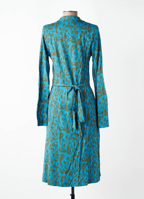 Robe mi-longue imprimé fleurs manches longues bleu WHO'S THAT GIRL femme